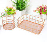 Maxbell Wire Storage Basket Bin Organizer Holder for Kithen Bathroom Rose Gold Cube