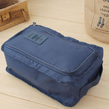 Maxbell 2pcs Household Travel Outdoor Shoe Pouch Organizer Nylon Bag Gray Dark Blue