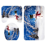 Maxbell 3pack Bathroom Set Rug Mat Toilet Lid Cover Non Slip Bathmats Snowman
