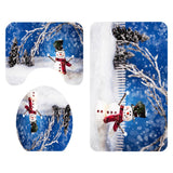 Maxbell 3pack Bathroom Set Rug Mat Toilet Lid Cover Non Slip Bathmats Snowman