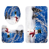 Maxbell 3pack Bathroom Set Rug Mat Toilet Lid Cover Non Slip Bathmats Snowman