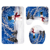 Maxbell 3pack Bathroom Set Rug Mat Toilet Lid Cover Non Slip Bathmats Snowman