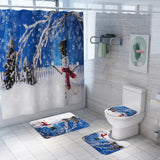 Maxbell 3pack Bathroom Set Rug Mat Toilet Lid Cover Non Slip Bathmats Snowman