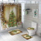 Maxbell Christmas Shower Curtain with Hooks Waterproof Bathroom Decor Trees