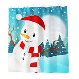 Maxbell Christmas Shower Curtain with Hooks Waterproof Bathroom Decor Snowman
