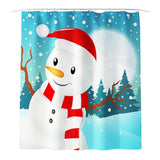Maxbell Christmas Shower Curtain with Hooks Waterproof Bathroom Decor Snowman
