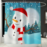 Maxbell Christmas Shower Curtain with Hooks Waterproof Bathroom Decor Snowman