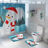 Maxbell Christmas Shower Curtain with Hooks Waterproof Bathroom Decor Snowman