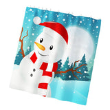 Maxbell Christmas Shower Curtain with Hooks Waterproof Bathroom Decor Snowman