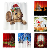 Maxbell Christmas Style  Bathroom Curtains with Hooks for Bathroom Decor Squirrel