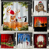 Maxbell Christmas Style  Bathroom Curtains with Hooks for Bathroom Decor Squirrel