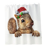 Maxbell Christmas Style  Bathroom Curtains with Hooks for Bathroom Decor Squirrel