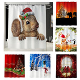 Maxbell Christmas Style  Bathroom Curtains with Hooks for Bathroom Decor Squirrel
