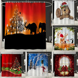 Maxbell Christmas Style  Bathroom Curtains with Hooks for Bathroom Decor Squirrel