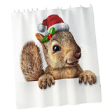 Maxbell Christmas Style  Bathroom Curtains with Hooks for Bathroom Decor Squirrel