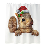 Maxbell Christmas Style  Bathroom Curtains with Hooks for Bathroom Decor Squirrel