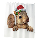 Maxbell Christmas Style  Bathroom Curtains with Hooks for Bathroom Decor Squirrel