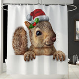 Maxbell Christmas Style  Bathroom Curtains with Hooks for Bathroom Decor Squirrel
