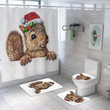 Maxbell Christmas Style  Bathroom Curtains with Hooks for Bathroom Decor Squirrel