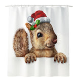 Maxbell Christmas Style  Bathroom Curtains with Hooks for Bathroom Decor Squirrel