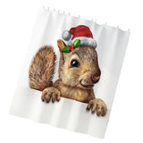 Maxbell Christmas Style  Bathroom Curtains with Hooks for Bathroom Decor Squirrel
