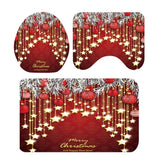Maxbell 3 Pcs Bathmat Toilet Pedestal Mat & Lid Cover Bathroom Set Christmas Decor B
