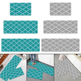 Maxbell 2pcs Checked Kitchen Bedroom Mat Runner Rug Anti Fatigue Grey