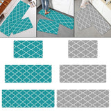 Maxbell 2pcs Checked Kitchen Bedroom Mat Runner Rug Anti Fatigue Grey
