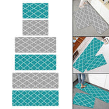 Maxbell 2pcs Checked Kitchen Bedroom Mat Runner Rug Anti Fatigue Grey