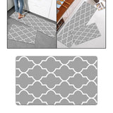 Maxbell 2pcs Checked Kitchen Bedroom Mat Runner Rug Anti Fatigue Grey