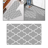 Maxbell 2pcs Checked Kitchen Bedroom Mat Runner Rug Anti Fatigue Grey