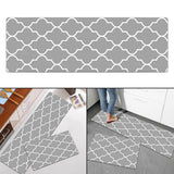 Maxbell 2pcs Checked Kitchen Bedroom Mat Runner Rug Anti Fatigue Grey