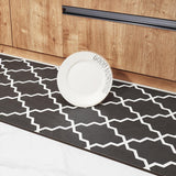 Maxbell 2pcs Checked Kitchen Bedroom Mat Runner Rug Anti Fatigue Grey