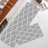 Maxbell 2pcs Checked Kitchen Bedroom Mat Runner Rug Anti Fatigue Grey