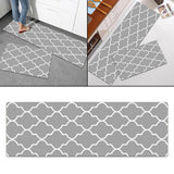 Maxbell 2pcs Checked Kitchen Bedroom Mat Runner Rug Anti Fatigue Grey