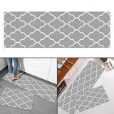 Maxbell 2pcs Checked Kitchen Bedroom Mat Runner Rug Anti Fatigue Grey