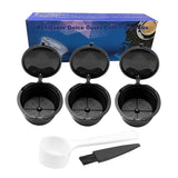 3Pcs Reusable Coffee Capsule Filters with Spoon and Cleaning Brush Black