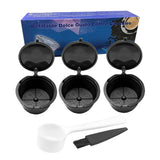 3Pcs Reusable Coffee Capsule Filters with Spoon and Cleaning Brush Black