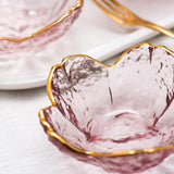 Maxbell 2xGlass Sauce Bowl Mini Serving Plate for Ice Cream Soy Sauce Sushi Condiments with gold inlay