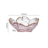 Maxbell 2xGlass Sauce Bowl Mini Serving Plate for Ice Cream Soy Sauce Sushi Condiments with gold inlay