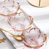 Maxbell 2xGlass Sauce Bowl Mini Serving Plate for Ice Cream Soy Sauce Sushi Condiments with gold inlay
