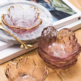 Maxbell 2xGlass Sauce Bowl Mini Serving Plate for Ice Cream Soy Sauce Sushi Condiments with gold inlay