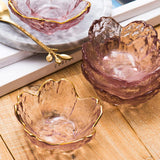 Maxbell 2xGlass Sauce Bowl Mini Serving Plate for Ice Cream Soy Sauce Sushi Condiments with gold inlay