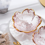 Maxbell 2xGlass Sauce Bowl Mini Serving Plate for Ice Cream Soy Sauce Sushi Condiments with gold inlay