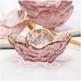 Maxbell 2xGlass Sauce Bowl Mini Serving Plate for Ice Cream Soy Sauce Sushi Condiments with gold inlay