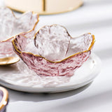 Maxbell 2xGlass Sauce Bowl Mini Serving Plate for Ice Cream Soy Sauce Sushi Condiments with gold inlay