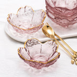Maxbell 2xGlass Sauce Bowl Mini Serving Plate for Ice Cream Soy Sauce Sushi Condiments with gold inlay