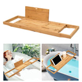 Extendable Bamboo Bath Tub Caddy Wooden Bathtub Bridge Shelf Organizer Tray