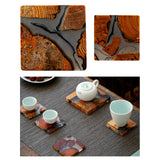 Maxbell 2pcs Creative Resin Wood Coasters Tea Cup Square Pad Tableware Decors