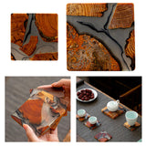 Maxbell 2pcs Creative Resin Wood Coasters Tea Cup Square Pad Tableware Decors